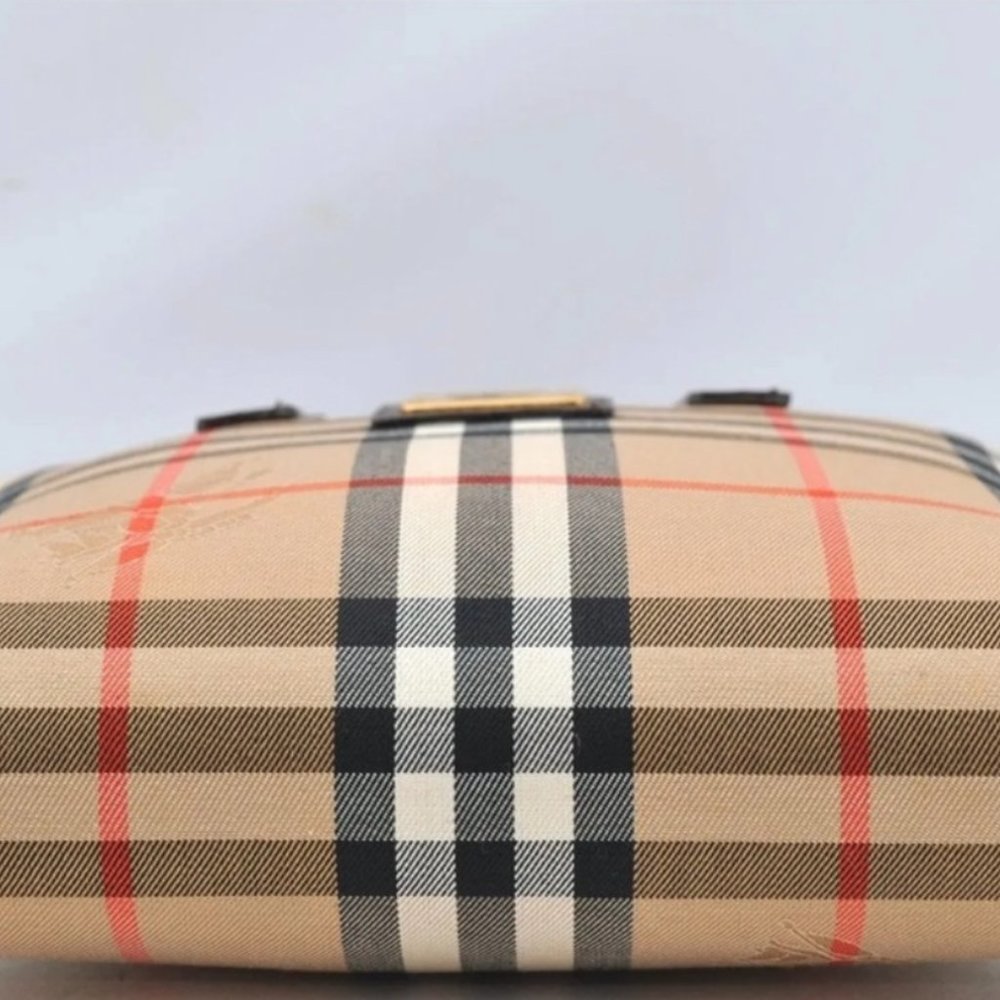 Authentic Burberrys Nova Check Hand Bag Purse Canvas Leather Brown Beige 8327G - Picture 5 of 16